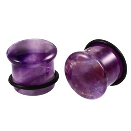 Decentraland 2 Pcs Purple Stone Ear Gauges Earrings Stone Ear Gauges Plugs Jewelry 8mm(0g)