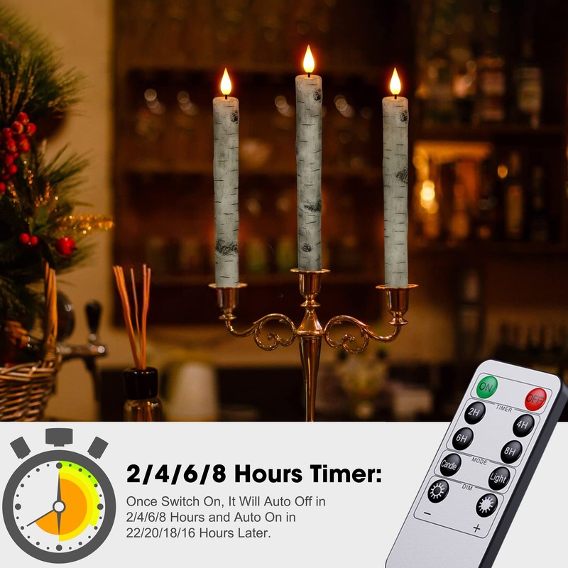 PChero Flameless Taper Candles with Remote Timer, Pack of 3