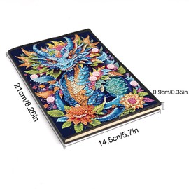 DCIDBEI Diamond Painting Diary with Rhinestones A5 Blank 5D Diamond Painting Notebook Dragon Diamond Painting Notebooks Animals Sketchbook A5 Diamond Painting Diary Journal Notebook