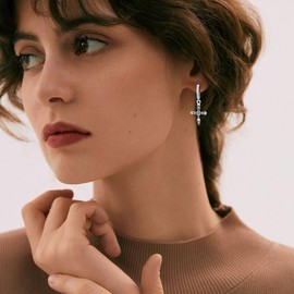 ROMANTICWORK Cross Earrings 925 Sterling Silver Skull Cross Dangle Huggie Hoop Earrings Religion Cross Jewelry Gifts for Men Women