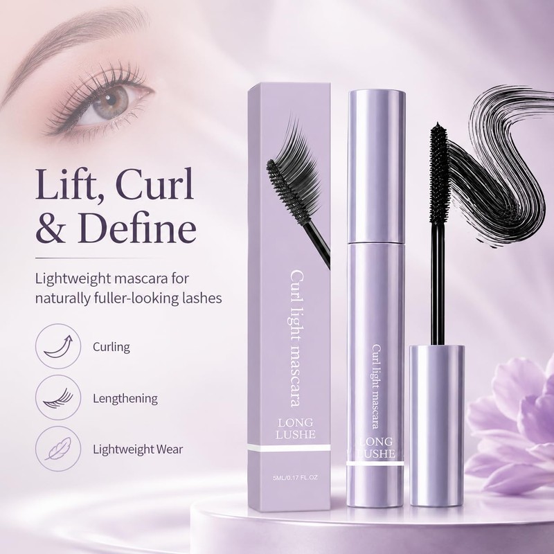 Curling Mascara with Curved Precision Brush, Lengthening & Lash Defining