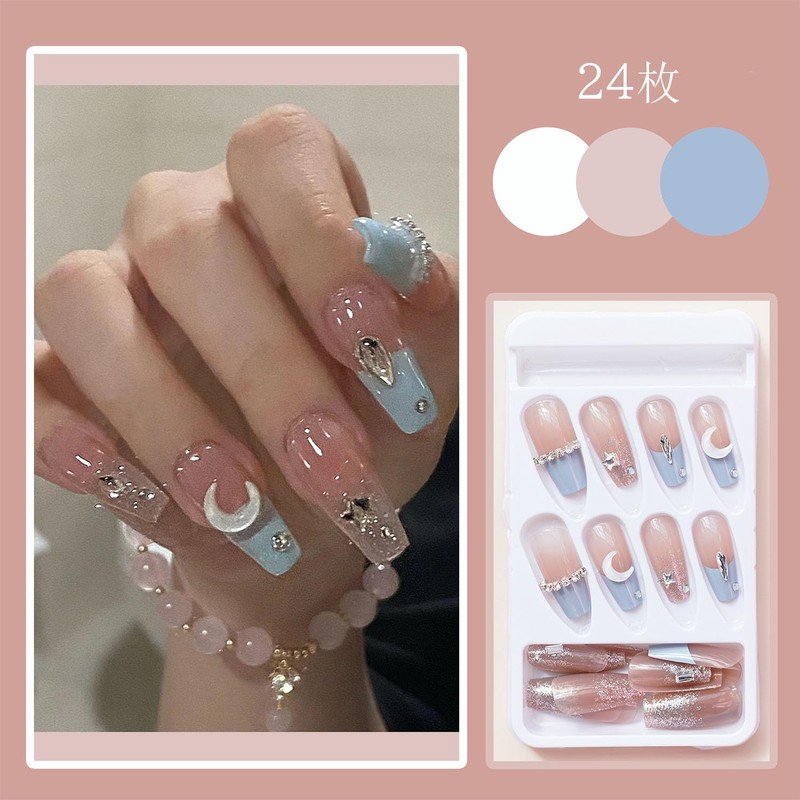 XUZOO Nail Tip, 3D Nail, Short, Long, Cute, Floral Pattern,