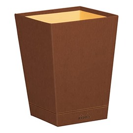 RHODIA 194616C - Copper Waste Paper Bin - 24x24x32 cm - Orange Saddle Stitching - Faux Leather Exterior - Home Office Collection Rhodiarama - Office Organization & Designer Storage