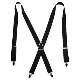 CTM® Men's Elastic X-Back Suspenders with Silver Hardware, Black