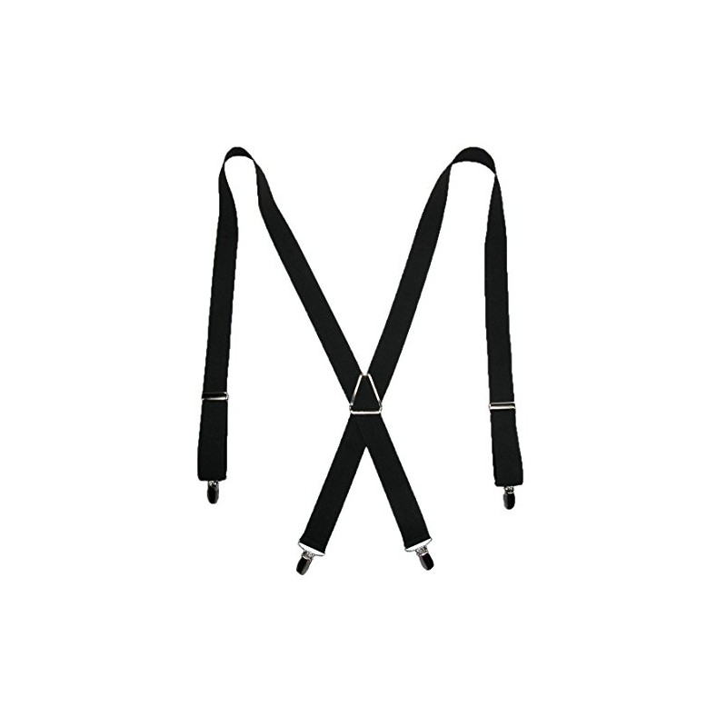 CTM® Men's Elastic X-Back Suspenders with Silver Hardware, Black