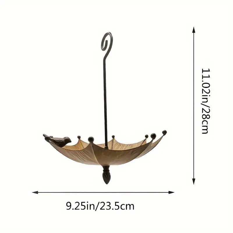 AIMALL Outdoor Metal Bird Feeder Umbrella Shaped Hanging Garden Birdbath