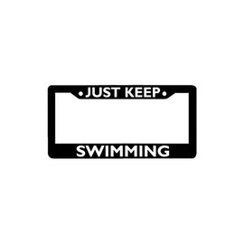 ClustersNN Bhartia Just Keep Swimming Dory Finding Nemo Chrome License Plate Frame Stainless Metal Tag Holder 12" X 6"