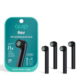Quip Cabezales de cepillo de dientes eléctrico oscilante quip Rev 360 - Paquete de 4 - Repuestos de cabezales de cepillo quip verificados para cepillos de dientes oscilantes - Cerdas suaves, doble lon