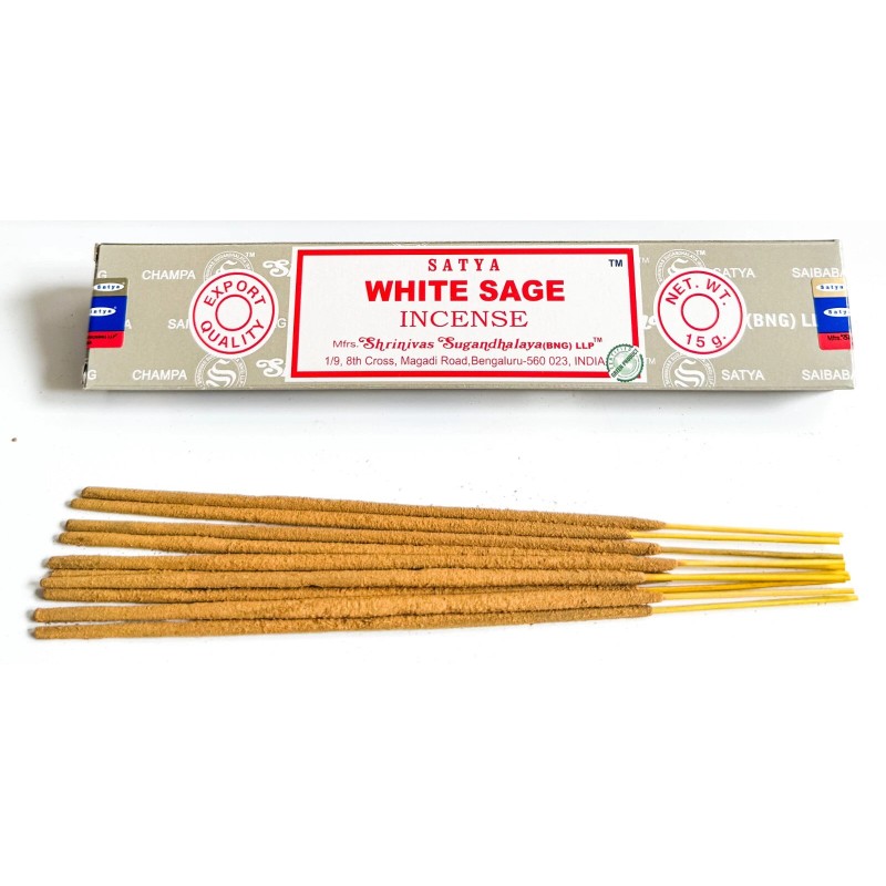 Satya White Sage Incense Sticks - Pick 15-30-60-90-18 - 1