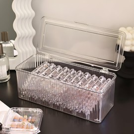 13 Pcs Press On Nail Storage Boxes with 54 Pcs Adhesive Double Sided Tape Acrylic Container Artificial False Nail Organizer Fake Nail Display Box (Clear 12pcs, 3.35”)