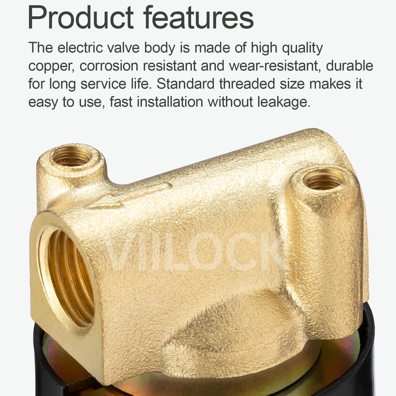 1/4” Brass Electric Solenoid Valve, 2 Way Air Valve Normally