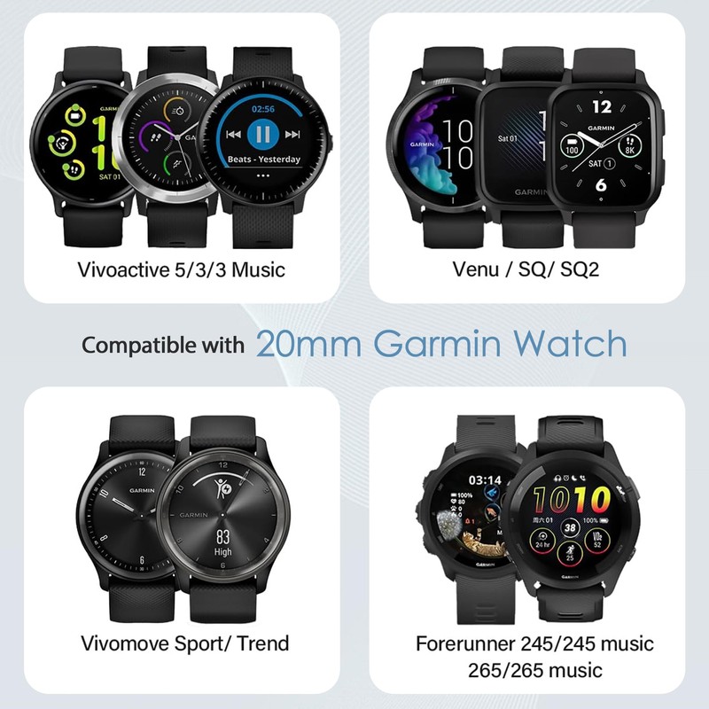 Stretchy Scrunchie Bands Compatible with Garmin Vivoactive 5/6, 20mm Nylon