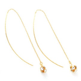 Jewelry Shop M Women's Long Curved American Earrings, Made in Japan, Hypoallergenic, Silver Brass Yellow Gold