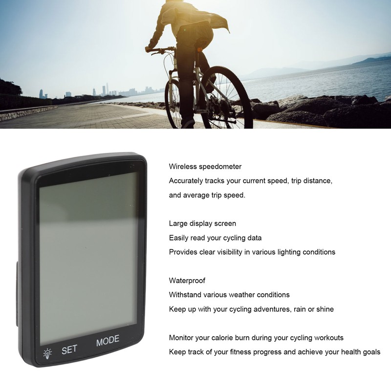 Bike Computer Waterproof LCD Backlight Display Speed Meter Cycling Odometer