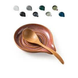 LAUCHUH Spoon Rest for Kitchen Counter, Ceramic Spoon Holder for Stove Top Large Utensil Rest Farmhouse Kitchen Gadgets for Ladle, Cooking Spoons, Spatula, Tongs, Thanksgiving Day, 5 inches, Red