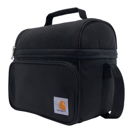 Carhartt Insulated 12 Can Two Compartment Lunch Cooler Bag - Rain Defender DWR Coating - Synthetic Lining Black 1 One Size One Size