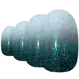 False Nail Bling Art Black Gel Ombre Oval 24 False Nails Tips With Glue