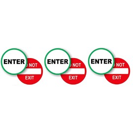 (3 Pair - 6 pcs) 5-inch Round Enter and DO NOT EXIT Vinyl Door Decals | Weatherproof Stickers | Glass Entry Labels Handicap Automatic Door Business Home Office Retail Store Signs