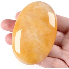 QINJIEJIE Large Yellow Jade 2.4 Inch Oval Crystal Natural Crystals Gemstones Worry Stones Worry Stones Polished Stones Reiki Stones for Anxiety Relieve Yoga Meditation Decoration 1 Piece