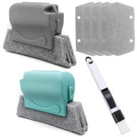 Pack of 2 Creative Gap Groove Cleaning Brush with 4-Piece Replacement Cleaning Cloth and 1 Multifunctional Cleaning Brush for Dustpans, Rail Corner Gap Cleaning Tools for Kitchen Door