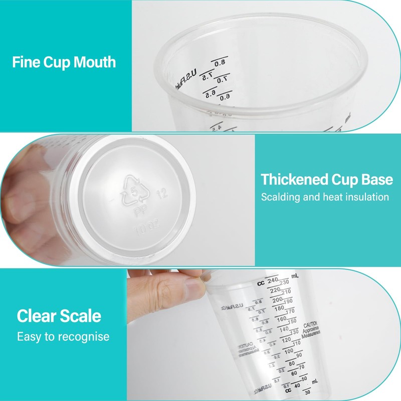 ZephyrCraft 50pcs 240ml Disposable Measuring Cups with 50pcs Mixing Sticks