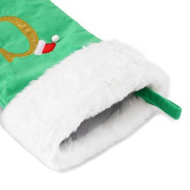 DYPUEYAK - Calcetines de Navidad verdes de 20 pulgadas con letras bordadas, decoración navideña personalizada (letra A)
