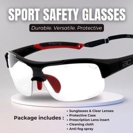 BLUE CUT Sports Safety Goggles Interchangeable Sun Lens Anti Fog UV Protection Indoor Outdoor Pickleball Cycling Basketball