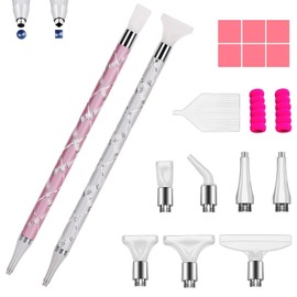 WIFORT 18PCS Diamond Art Painting Pens Kit Square Diamond Art Pen with 7PCS Screw in Tips/6PCS Glue Clay/2PCS Anti-Slip Pen Cover, 5D DIY Rhinestones Point Drill Pen Accessories for Art DIY Craft