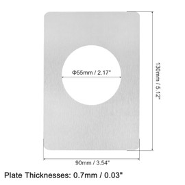 uxcell 1 Set 130x90mm / 5.12"x3.54" Door Knob Reinforcement Plate, Stainless Steel Door Hole Cover Lock Repair Plate for Door Knob Fixing Backing, Silver