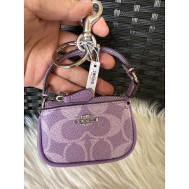 Coach NWT Coach Mini Nolita Bag Charm Iris Signature Canvas CX067 Iris