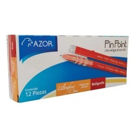 12 Bolígrafos Pin Point Ultra Fino Punta Aguja 0.5mm Azor Color de la tinta Rojo Color del exterior Transparente