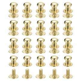 QUARKZMAN 6 mm Ball Head Rivet Pin with Screw Cap, Pack of 20 Round Head Button Nipple Rivets for DIY Leather Crafts, Handbag, Belt, Light Golden