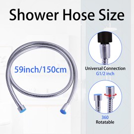 Hansengroyi Shower Hose Replacement for Grohe 28143000 RelexaFlex - 59" Metal Longlife Anti-Twist Flexible Shower Hose for Handheld Shower, Chrome