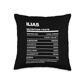 Ilias Nutrition Facts Name Funny Throw Pillow