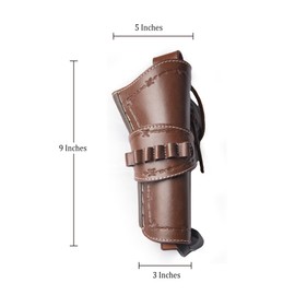 AS HANDCRAFT Full Grain Buff Leather Western Gun Holster with Ammo Loops Heritage Rough Rider Cross Draw .22 .38/357 .44/45 Cal Holster for Revolver (Right, Brown - 45 Cal)
