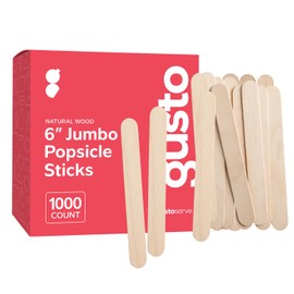 Gusto [1000 Count] Jumbo 6 Inch Wooden Multi-Purpose Popsicle Sticks, Craft Sticks for ICES, Ice Cream, Waxing, Tongue Depressor Wood Sticks -(Formerly Comfy Package)