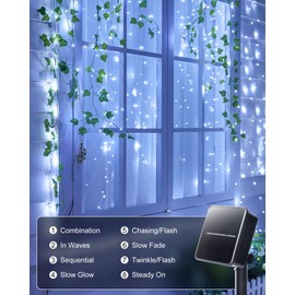 Minetom Solar String Lights for Outside, 33Ft 100 LED Outdoor Solar Fairy Lights, 8 Modes Balcony Lights for Tree Patio Christmas Party Wedding Decor (Pure White)