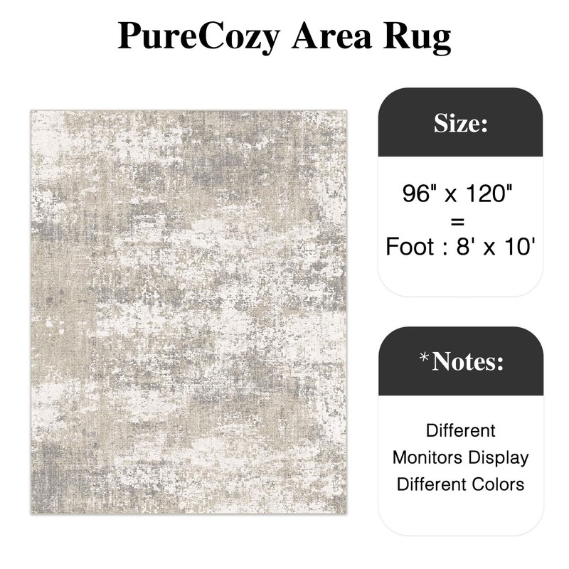 PureCozy Modern Abstract Beige Gray Rug 8x10 Machine Washable Area