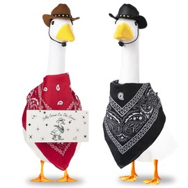 kedaijin 2 Sets Western Cowboy Porch Goose Outfit Cowgirl Goose Clothes for 23"/ 17'' Lawn Cement Statue Garden Decoration Party Patio Yard Outdoor