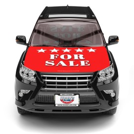 [Hood's Flags] for Sale Car Hood Cover 63"x47" (160x120cm) – Bold Advertising Banner for Dealerships or Private Sellers – Reusable Polyester Spandex – Weather-Resistant with Secure Fasteners