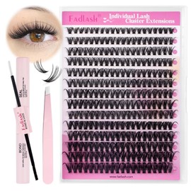 FADLASH DIY 40D Lash Extension Kit Individual 0.07D Curl Eyelash Extension Kit with Lash Bond and Seal and Lash Applicator Tool for Self Application at Home (40D, 8-16mm)