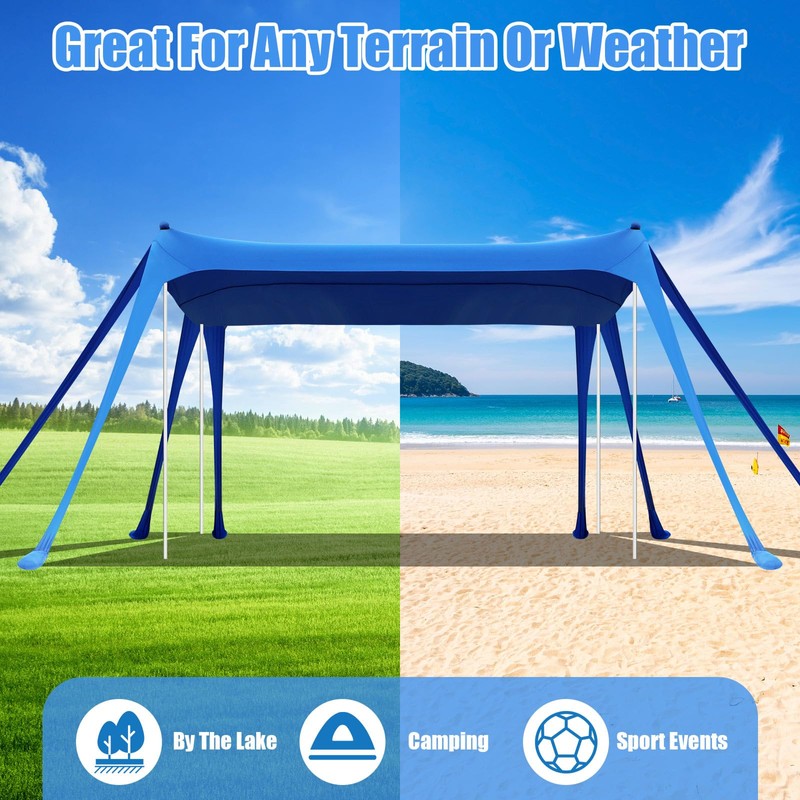 Wovnet 15' x 10' Beach Tent Sun Shelter Beach Canopy