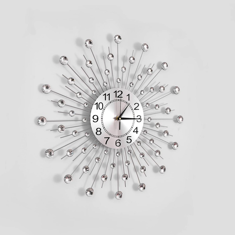 JUGV 24 Inch Crystal Large Modern Metal Starburst Decor, Bling