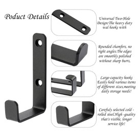 Vxcvzv 4PCS Heavy Duty Hooks, Black Ladder Hook for Garages Storage,Walls Hooks Heavy Duty for Tools, Workshop, Shed, L Shaped (Black)