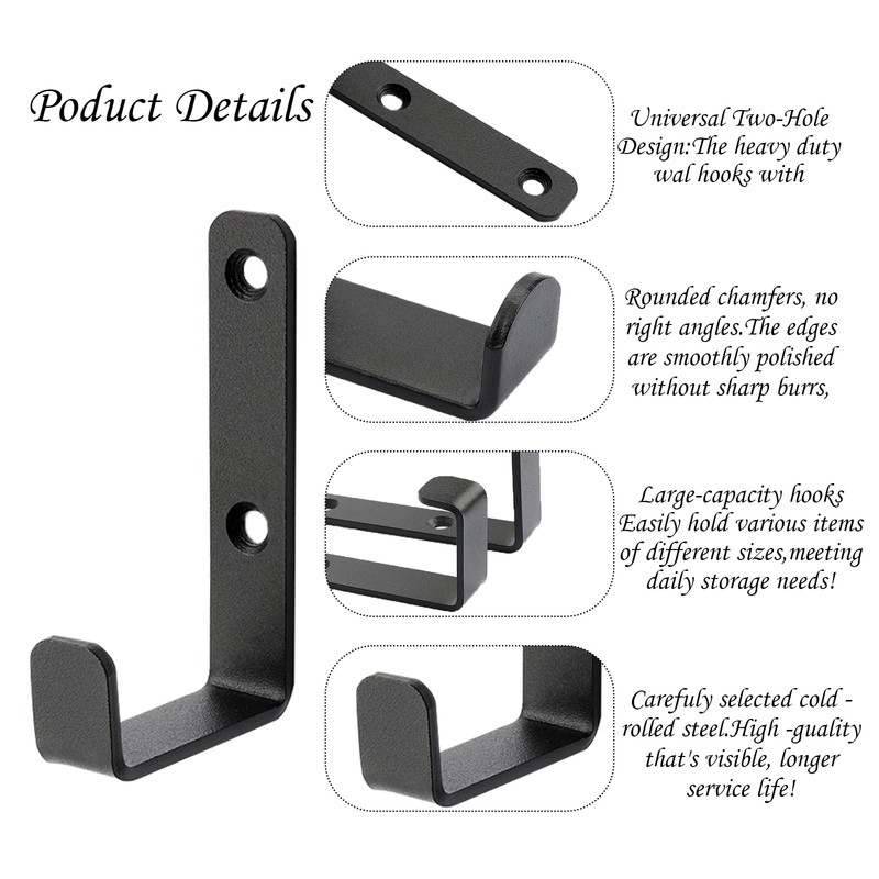 Vxcvzv 4PCS Heavy Duty Hooks, Black Ladder Hook for Garages