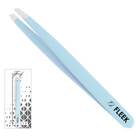 Fleek Eyebrow Tweezers Professional Best Stainless Steel Precision Tweezers Slanted Tweezers for Facial Hair Women & Men (Sky Blue)