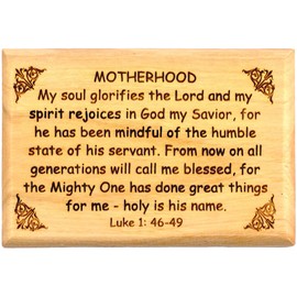 Bible Verse Fridge Magnets, Motherhood - Luke 1:46-49, 1.6" x 2.5" Olive Wood Religious Motivational Faith Magnets from Bethlehem, Home, Kitchen, & Office, Inspirational Scripture Décor