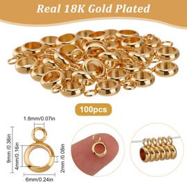 Beebeecraft 100 Pieces/Box Hanger Links 18K Gold-Plated Ring Hangers Beads Dangle Connectors with 1.8 mm for Bracelet Necklace Jewellery Making Accessories