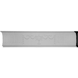 Ekena Millwork CHA07X01UR-CASE-2 Federal Ribbon Chair Rail (1 Urn Per 96" L) (2-Pack), 7 1/2"H x 1 3/4"P x 94 1/2"L, Primed