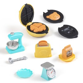 Keldoner Miniature Dollhouse Accessories, Doll House Accessories Set, Dollhouse Kitchen Accessories Incl Stand Mixer & Kitchen Scale & Waffle Maker & Toaster, Mini Stuff (B)